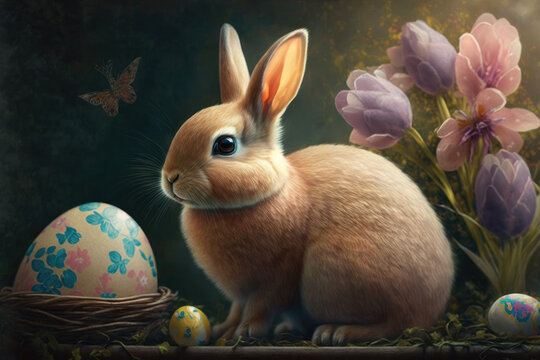 Easter bunny illustration created using generative AI.