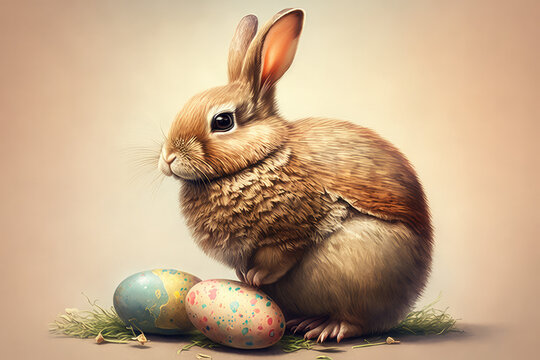 Easter bunny illustration created using generative AI.