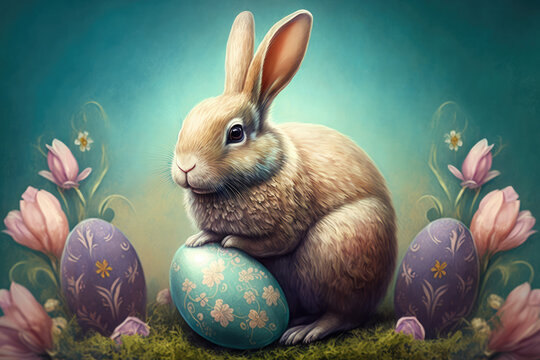 Easter bunny illustration created using generative AI.