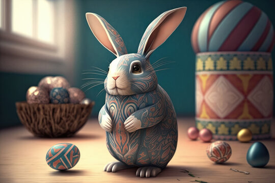 Easter bunny illustration created using generative AI.