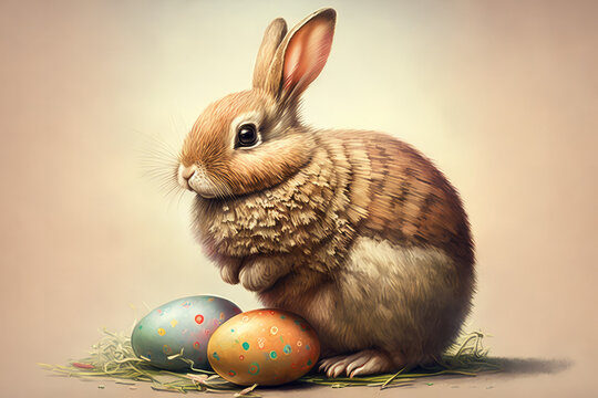 Easter bunny illustration created using generative AI.