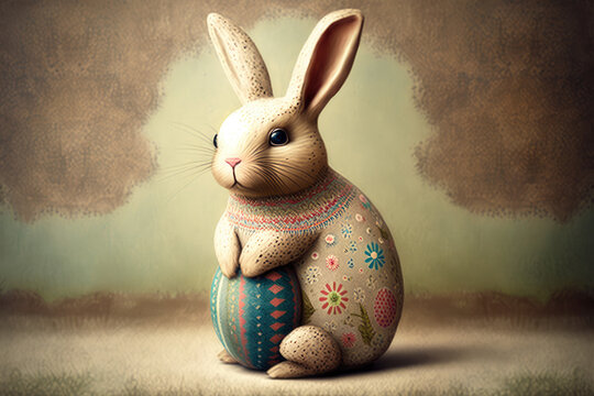 Easter bunny illustration created using generative AI.
