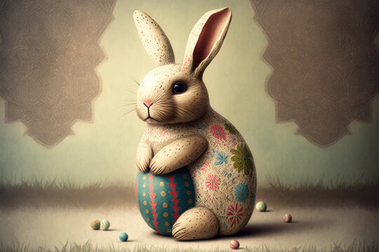 Easter bunny illustration created using generative AI.