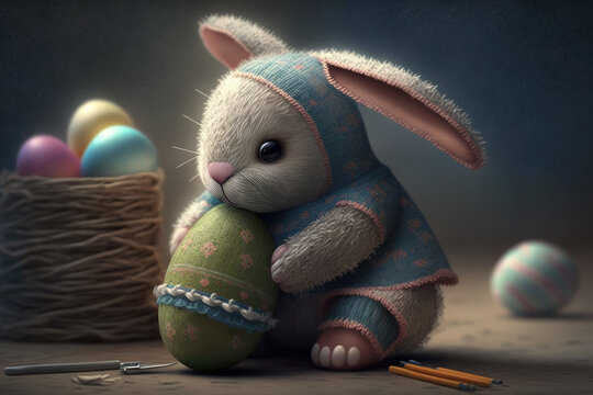 Easter bunny illustration created using generative AI.