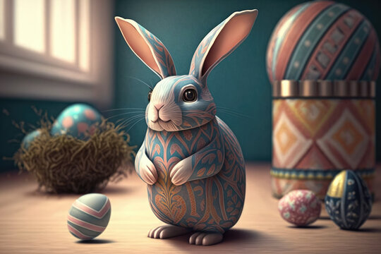 Easter bunny illustration created using generative AI.