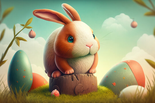 Easter bunny illustration created using generative AI.