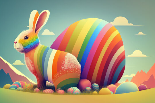 Easter bunny illustration created using generative AI.