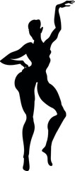 Silhouette of dancing woman on white background