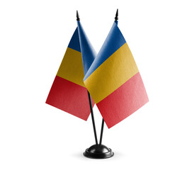 Small national flags of the Chad on a white background