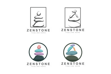 Balance Stone Logo Design, Vector Therapy Stone, Massage Stone, Hot Stone And Zenstone, Product Brand Illustration