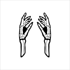 Obraz na płótnie Canvas vector illustration of a pair of bone hands