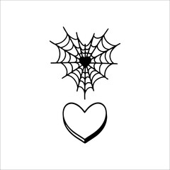 vector illustration of spider web with heart