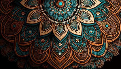 Indian pattern background, indian mandalas texture, Generative AI
