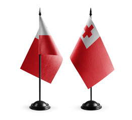 Small national flags of the Tonga on a white background