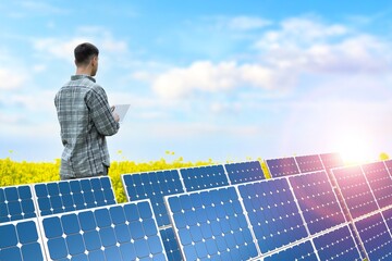 A big field with solar renewable energy