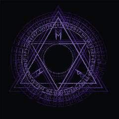 Abstract runes circle magic purple