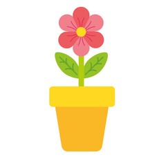 red flower icon in pot png image with transparent background