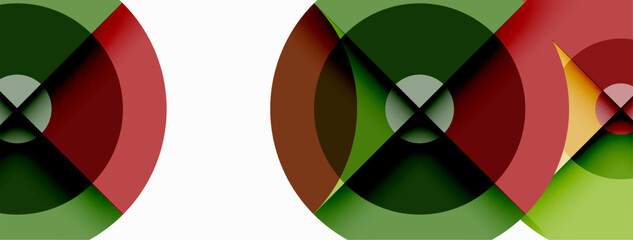 Obraz premium Circles with shadows trendy minimal geometric composition abstract background