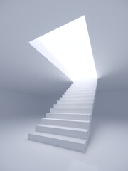white staircase in white space, 3d rendering