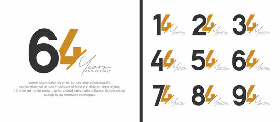 set of anniversary logo style black and orange color on white background for special moment