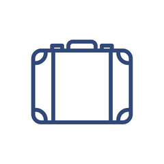 png icon of a travel suitcase with blue lines with a transparent background