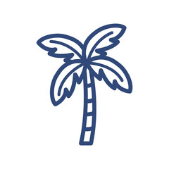 Beach palm trees png icon in summer season lines with transparent background