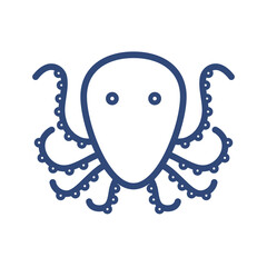 Png icon of an octopus in summer season lines with transparent background