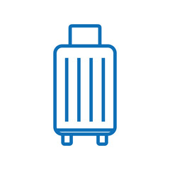 png icon of a travel suitcase with blue lines with a transparent background