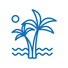 Fototapeta na wymiar Beach palm trees png icon in summer season lines with transparent background