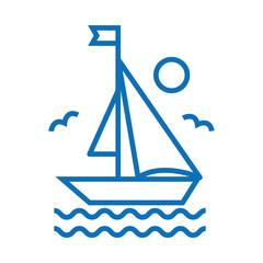 png icon of a boat with blue lines with a transparent background