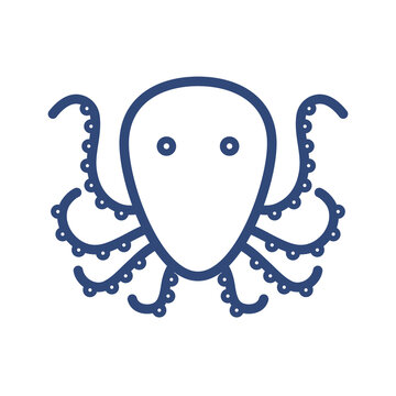 Png icon of an octopus in summer season lines with transparent background