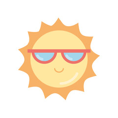 Summer season sun with glasses png icon with transparent background