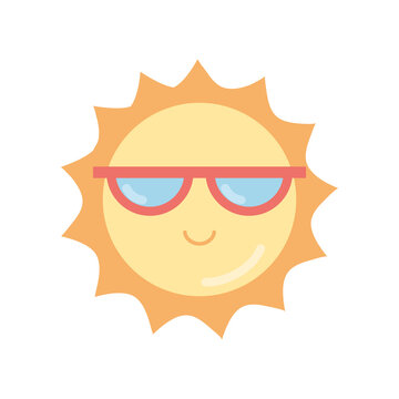 Summer season sun with glasses png icon with transparent background