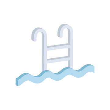Summer season pool ladder png icon with transparent background