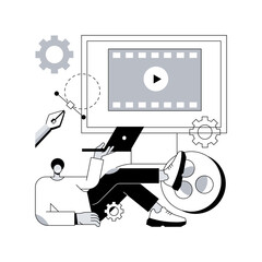 Motion graphic design abstract concept vector illustration. Motion design, postproduction studio, video production service, graphic designer work, online course, creative studies abstract metaphor.