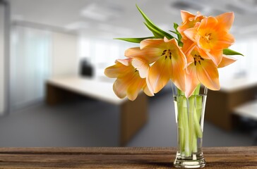 A fresh beautiful bouquet of tulips flowers