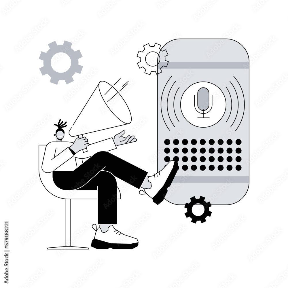 Poster voice control abstract concept vector illustration. voice command system, accessibility feature, spe