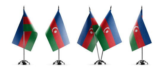 Small national flags of the Azerbaijan on a white background