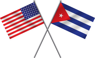 American and Cuban Flags Illustration