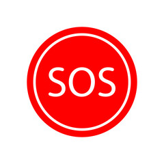 red round sos sign. Emergency symbol. Vector illustration.
