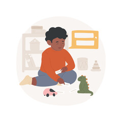 Naming objects with two words isolated cartoon vector illustration. Language and communication skill, child use more words to name object, development milestone, early education vector cartoon.