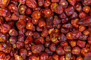 Top view of dried berries food texture and background