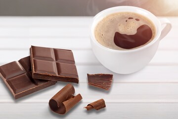 Chocolate cocoa tasty mousse in glass cup