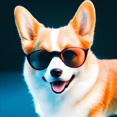 Chihuahua dog with sunglasses. Created with generative AI 