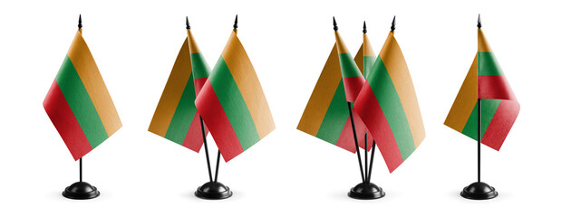 Small national flags of the Lithuania on a white background