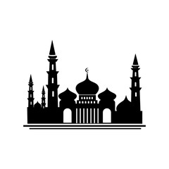  mosque template logo design illustration vector landscape