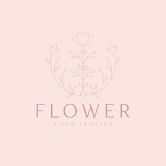 Fototapeta na wymiar Simple flower vector logo design. Floral logo design for beauty industry.