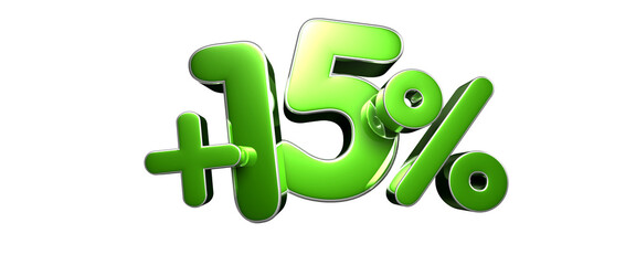 Plus 15 Percent 3d illustration sig. Special Offer plus 15% Discount Tag. Advertising signs. Product design. Product sales.