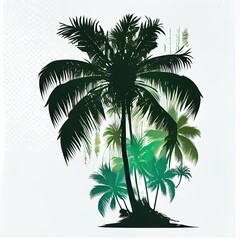 Fototapeta na wymiar Tropical Beach Paradise: Coconut Palm Tree Silhouette Isolated on Transparent Background. Generative AI