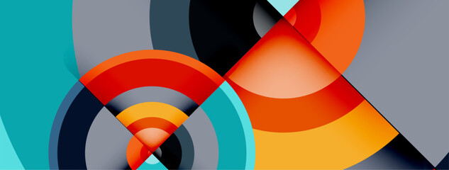 Naklejka na ściany i meble Circles with shadows trendy minimal geometric composition abstract background
